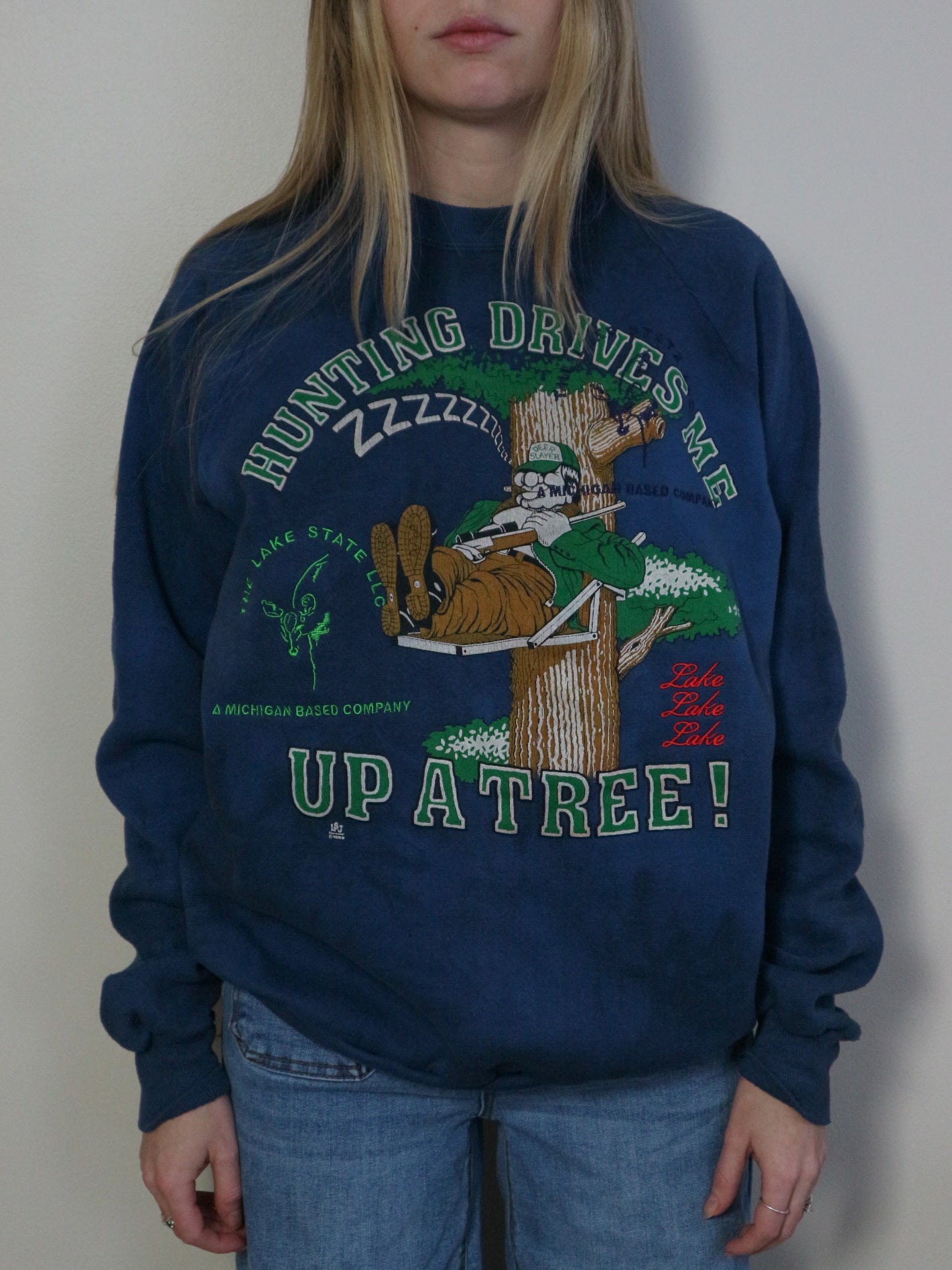 Hunting Crewneck Vintage Rework Michigan Midwest